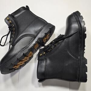Himalayans Black Leather Boots Mens Size 7.5 Insulated Winter Combat Lace Rugged